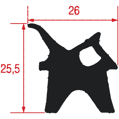 Guarnizione porta forno LAINOX RE10 RG10 ME10 MG10 MME10, sezione del profilo 26 x 25,5 mm