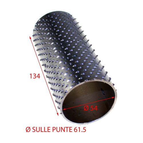 Rullo per grattugia ferro zincato Ø SULLE PUNTE 61.5 Ø INT 54 LUNGH.mm 134