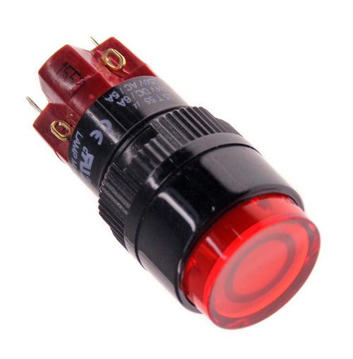 Interruttore a 5-6 VOLT 24-250 Luminoso Rosso POLI 6 Tasto Tondo