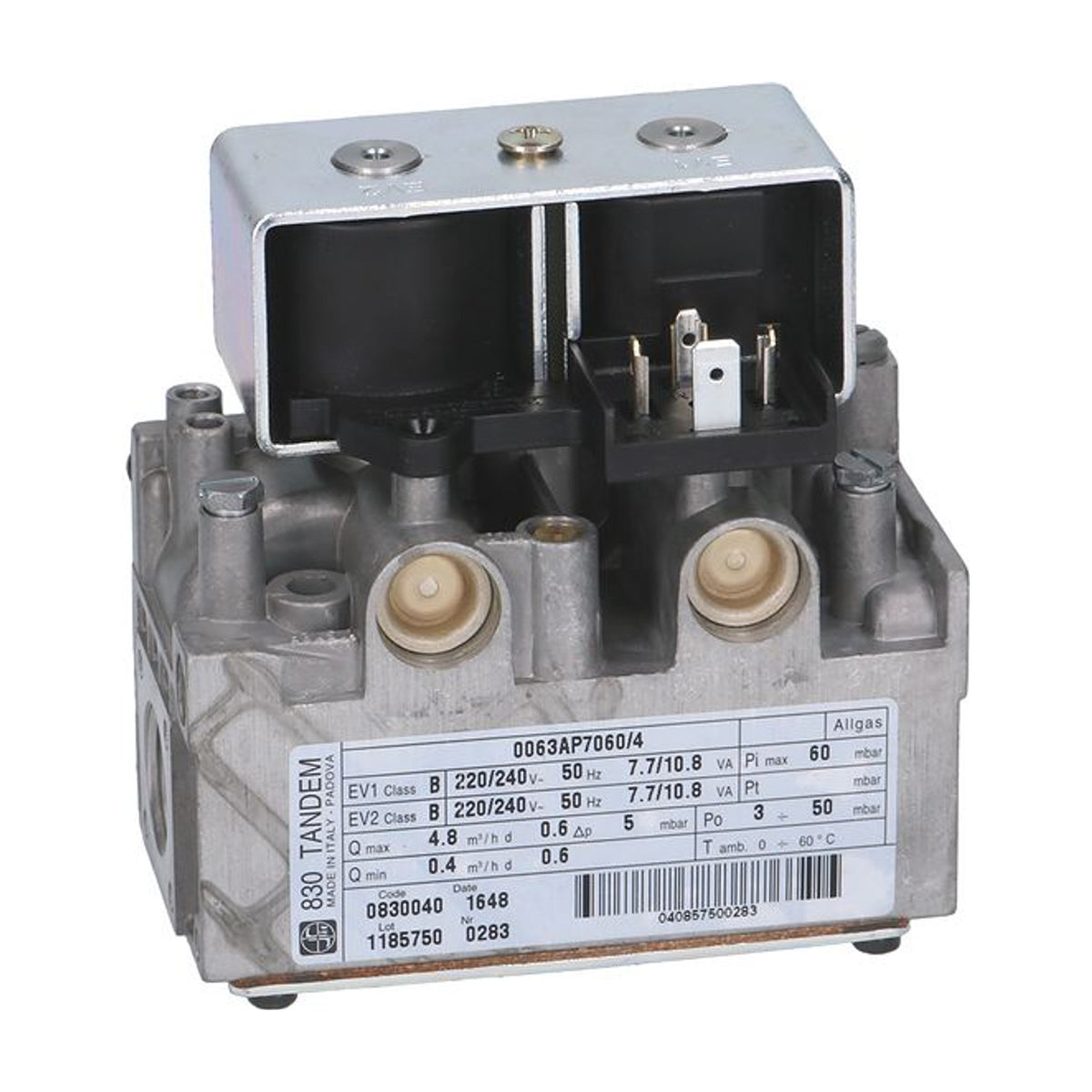 Valvola gas 830 Tandem 1/2 due bobine 230 V compatibile con ZANUSSI