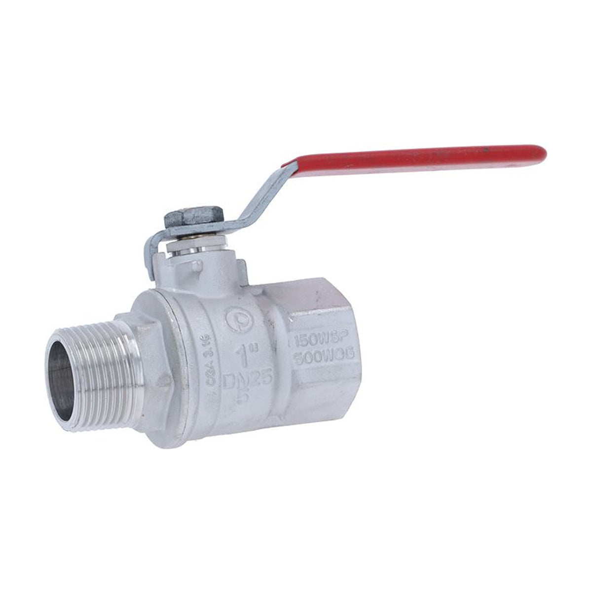 Valvola a sfera 1" DN25 maschio-femmina leva rossa compatibile con ANGELO PO