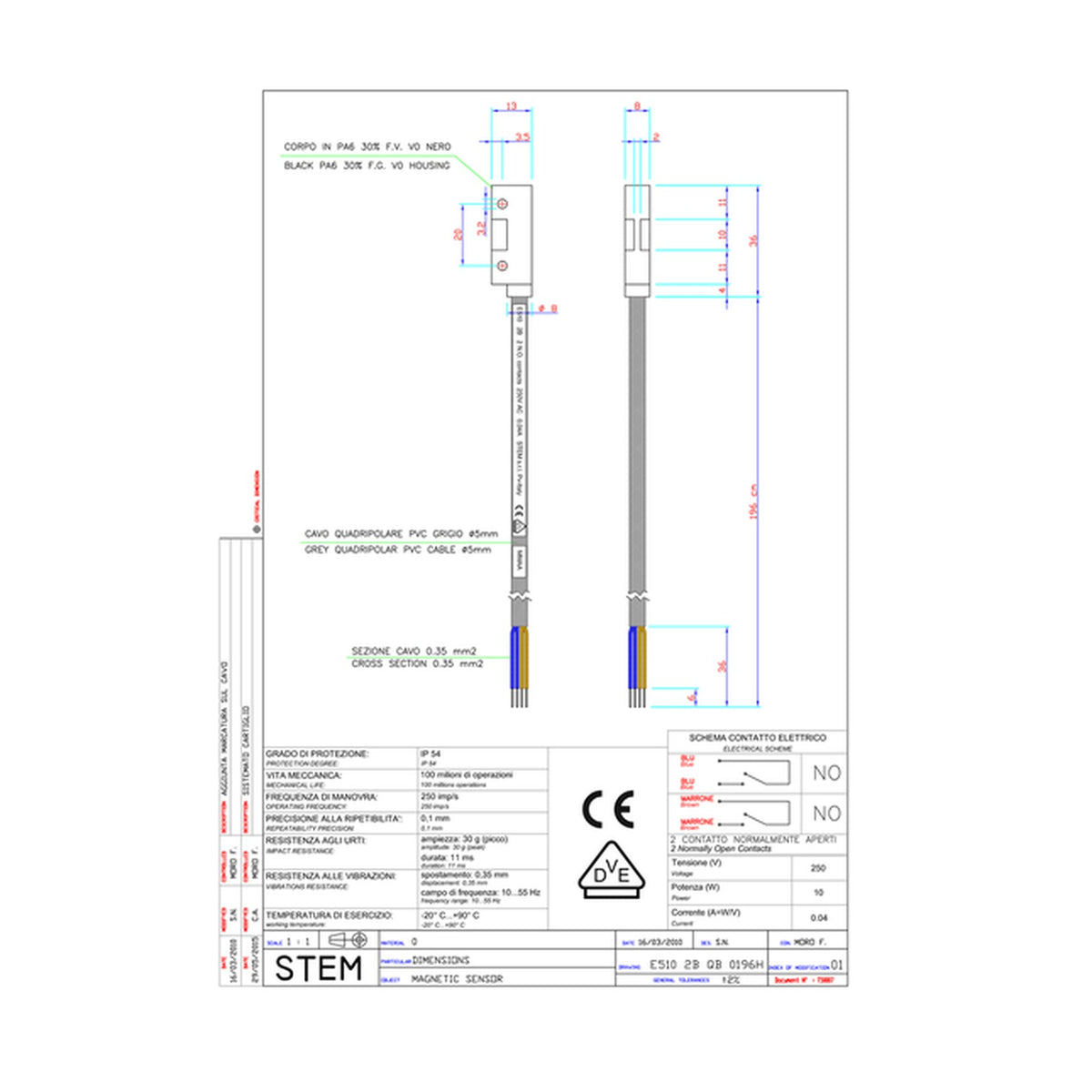 Microinterruttore Magnetico STEM E510 2B